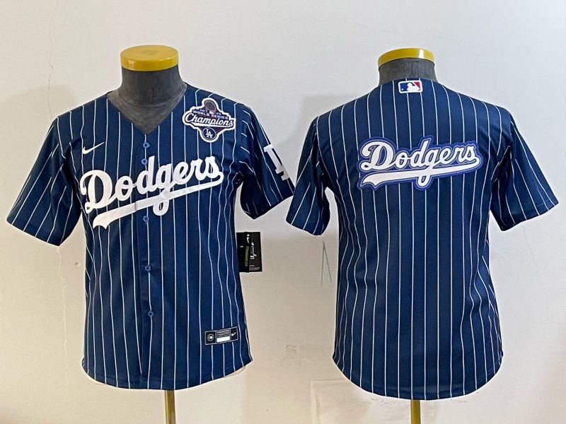 Youth 2026 Los Angeles Dodgers Blank Drak Blue Stripe Game Nike MLB Jersey style 005->youth mlb jersey->Youth Jersey